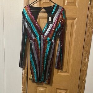 Fashion Nova Multicolor Sequin Mini Dress